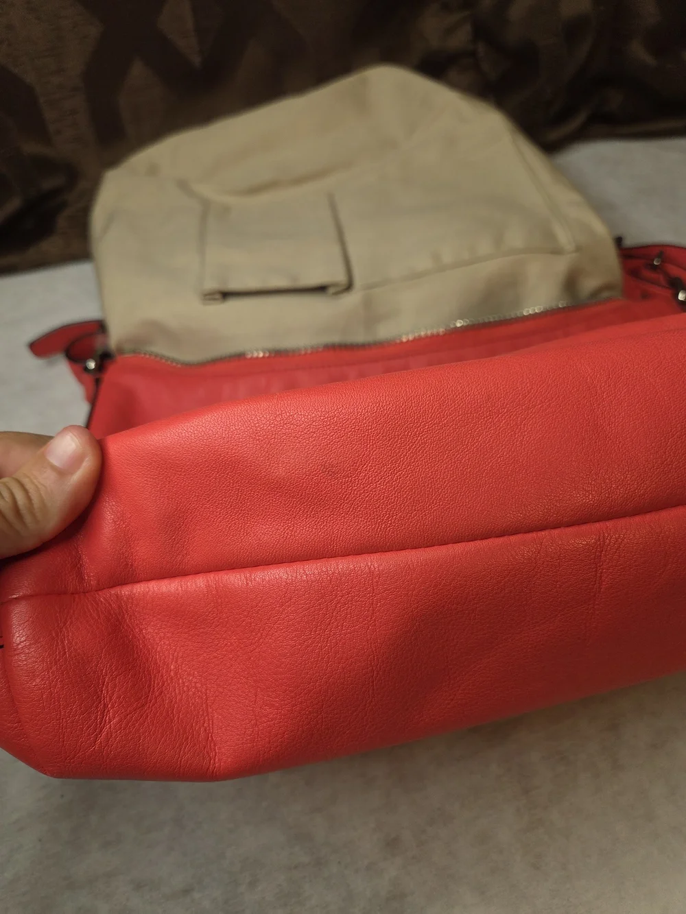 Coach Leather Shoulder Bag with Front Turnlock Pocket-Coral Color 2012